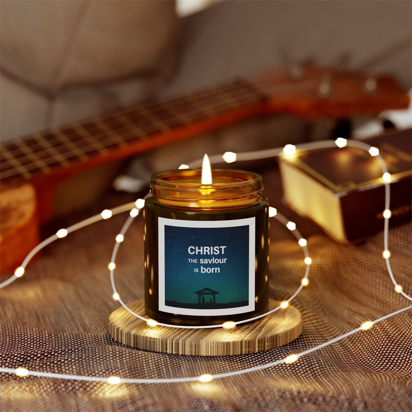 Coconut Apricot Scented Candle for Christmas - "Christ the Saviour is Born" - 4oz & 9oz