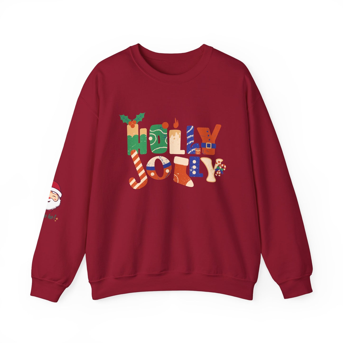 Merry Christmas Holly Jolly Crewneck Sweatshirt - Unisex Holiday Design