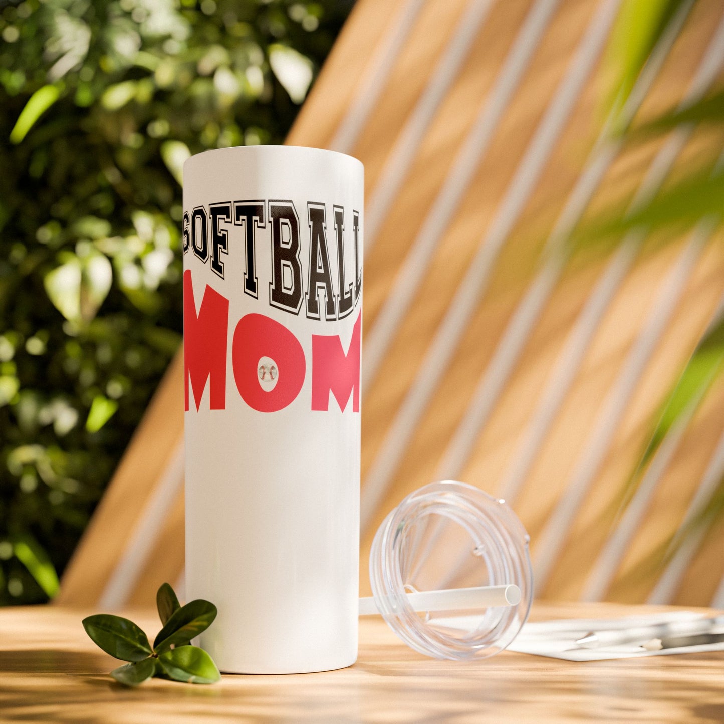 Softball Mom Skinny Tumbler with Straw - 20oz Travel Cup