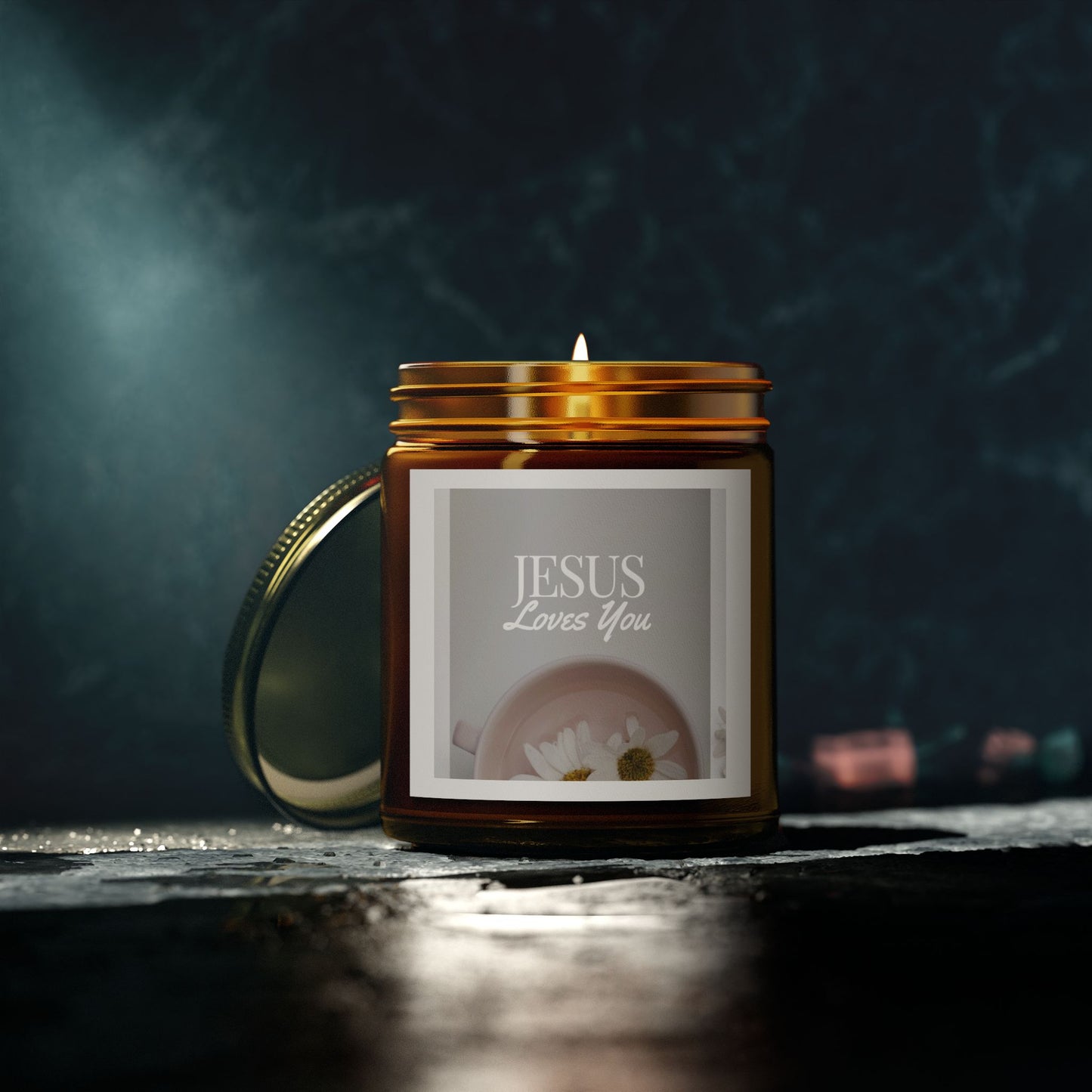 Scented Candle - Jesus Loves You - Coconut Apricot Wax (4oz, 9oz)