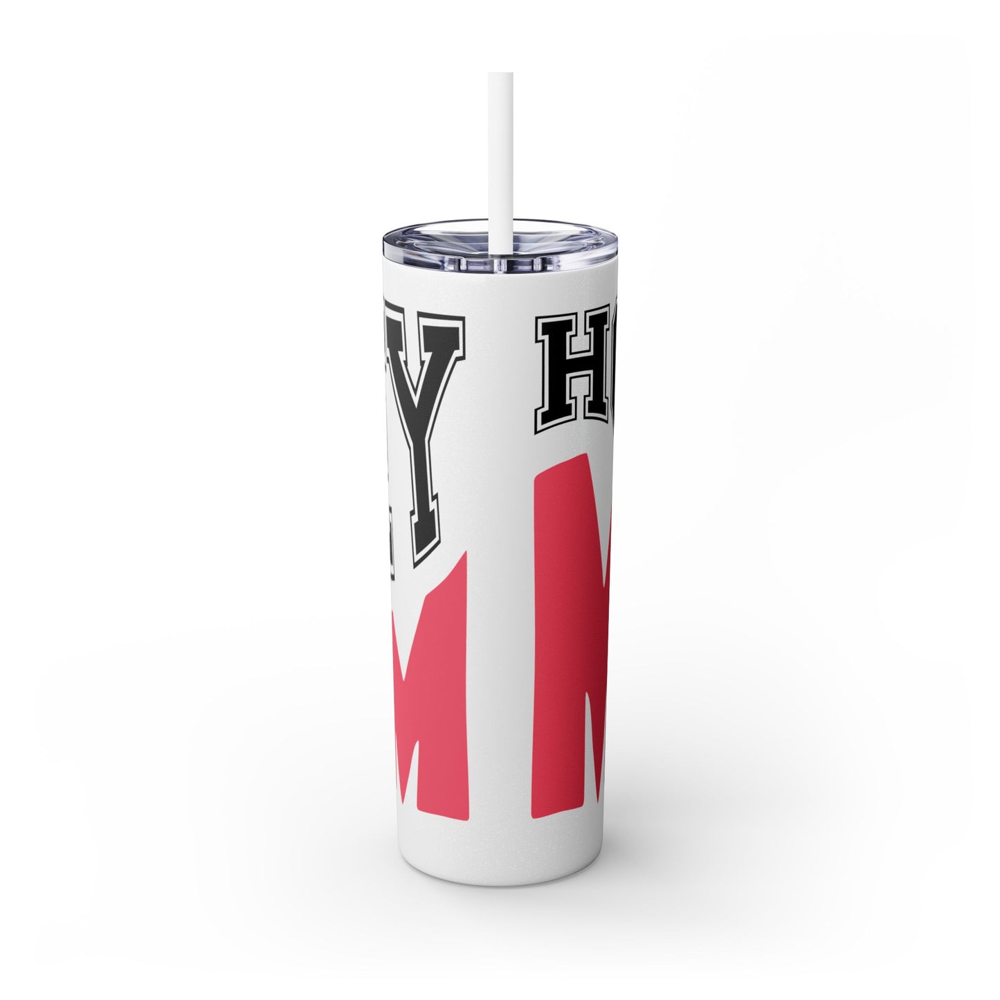 Personalized Hockey Mom Skinny Tumbler with Straw - 20oz, Perfect for Sports Fans