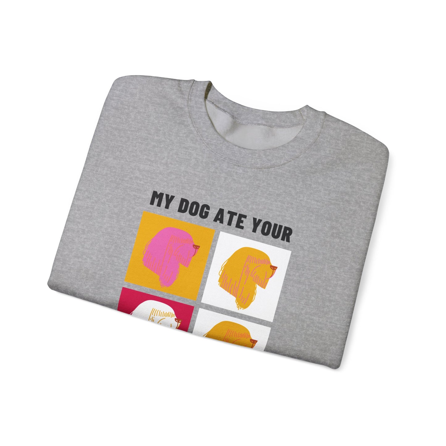 Playful Dog-Themed Crewneck Sweatshirt - 'My Dog Ate Your Report Card'