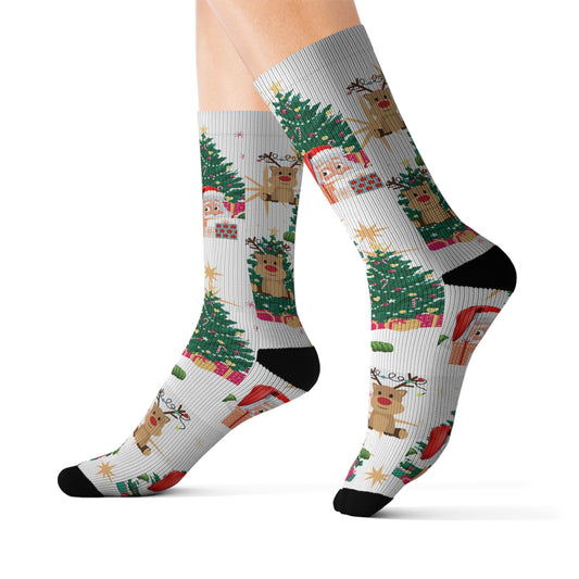 Festive Holiday Sublimation Socks with Christmas Designs