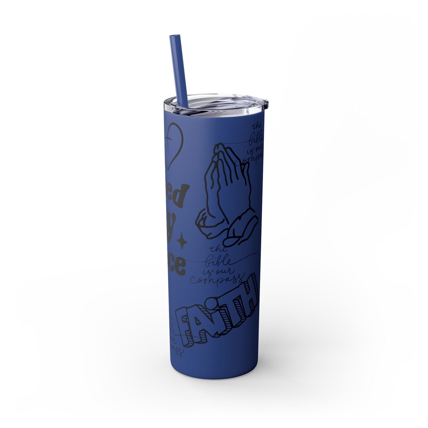 Saved By Grace Skinny Tumbler with Straw - 20oz Inspirational Drinkware