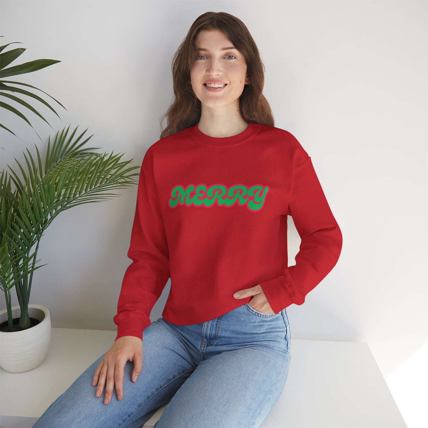 Green MERRY - Unisex Heavy Blend™ Crewneck Sweatshirt