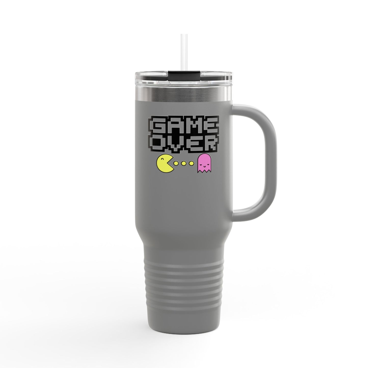 Game Over Pacman Insulated Travel Mug - 40oz Retro Gaming Design