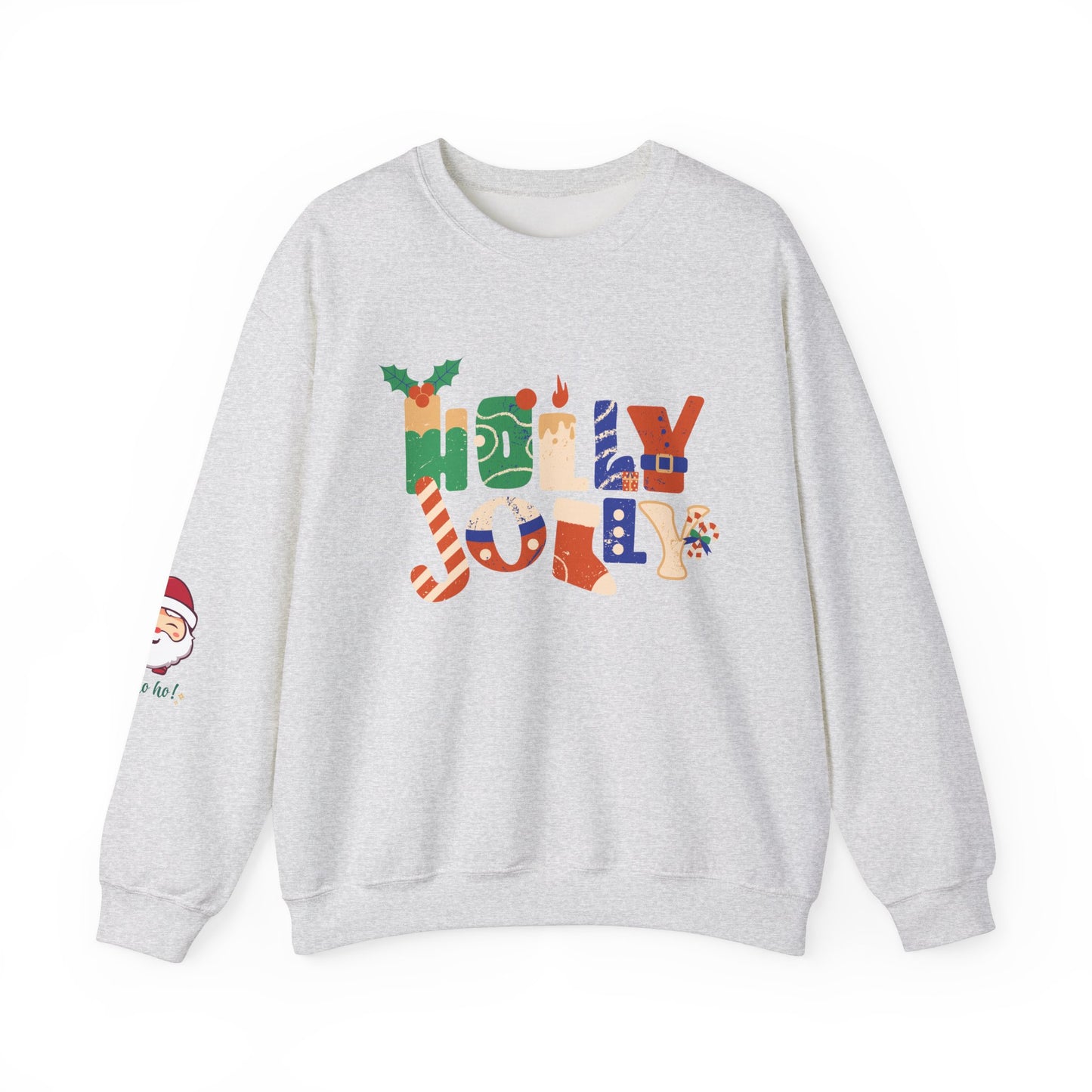 Merry Christmas Holly Jolly Crewneck Sweatshirt - Unisex Holiday Design