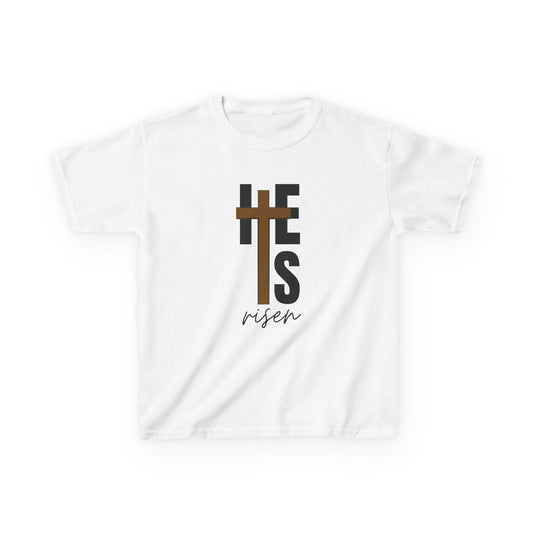 Kids Heavy Cotton™ Tee - "He is Risen" T-shirt for Boys and Girls