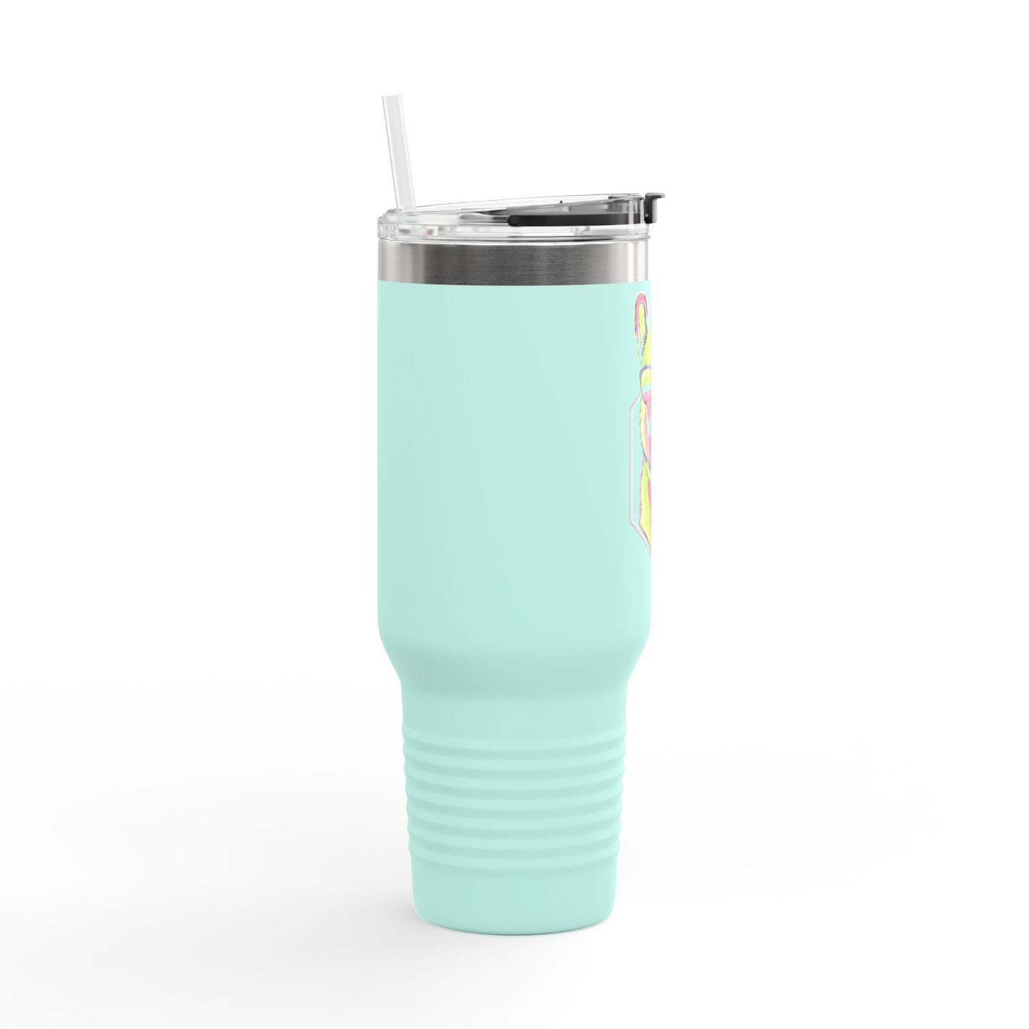 Colorful Lama Insulated Travel Mug - 40oz Reusable Cup with Straw