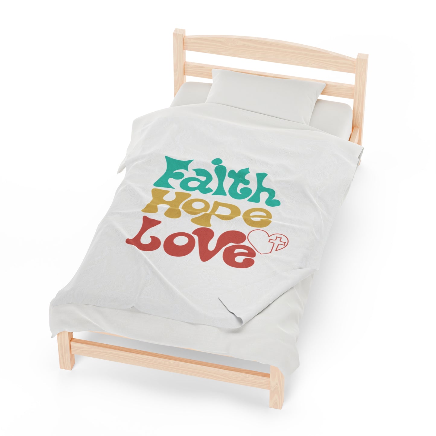 Faith Hope Love Velveteen Plush Blanket - Cozy Inspirational Throw for Home Decor