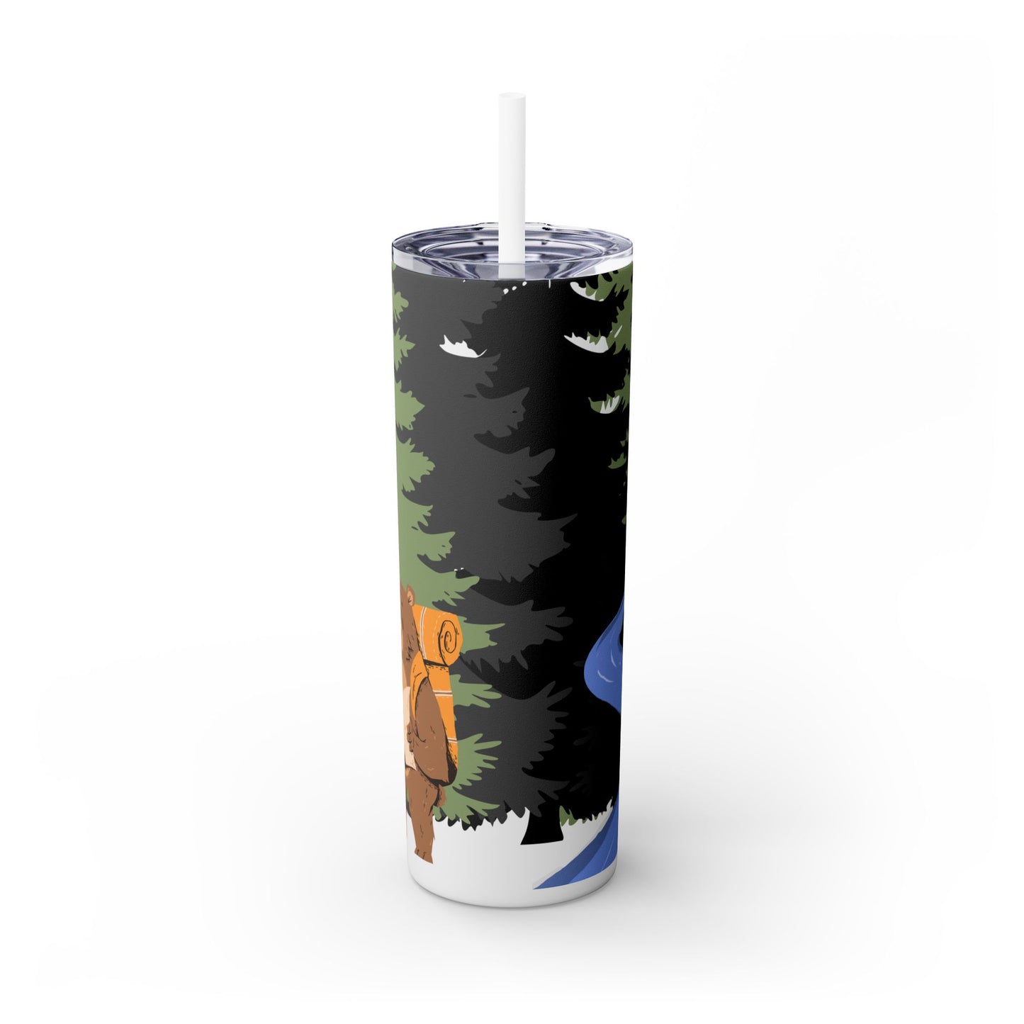 Adventurous Bear Skinny Tumbler with Straw - 20oz Outdoor Travel Mug