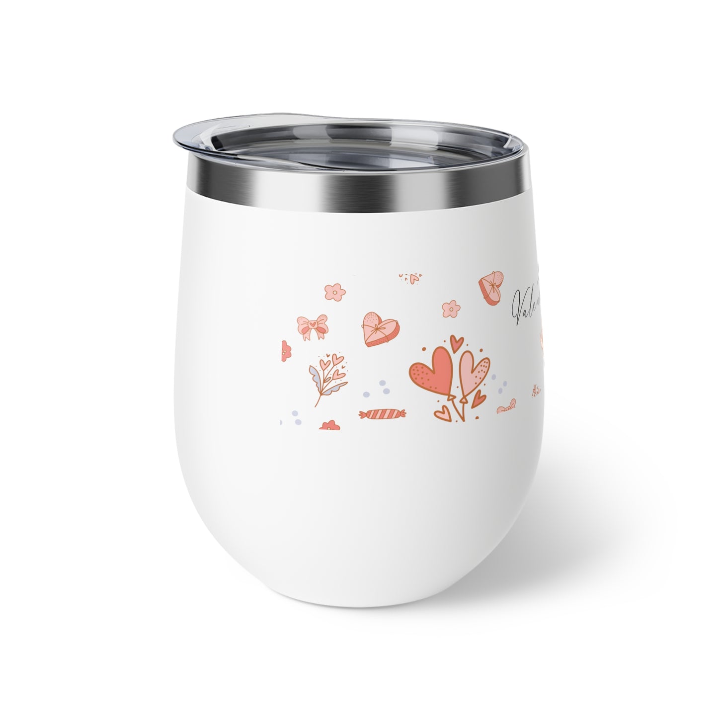 Heartfelt Valentine's Day Insulated Cup – 12oz Copper Travel Mug with Love Design