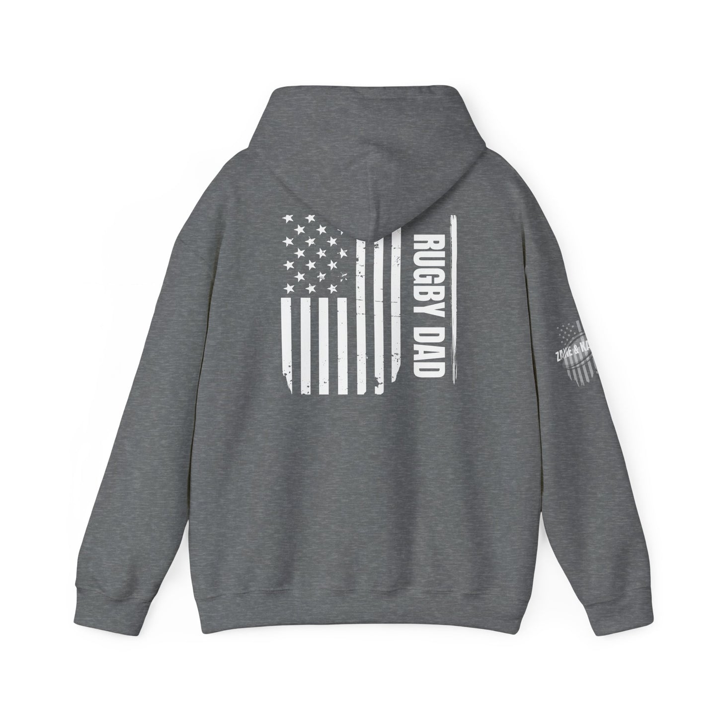 *** CUSTOM *** Rugby America Dad Hoodie - Unisex Heavy Blend Sweatshirt with American Flag Design