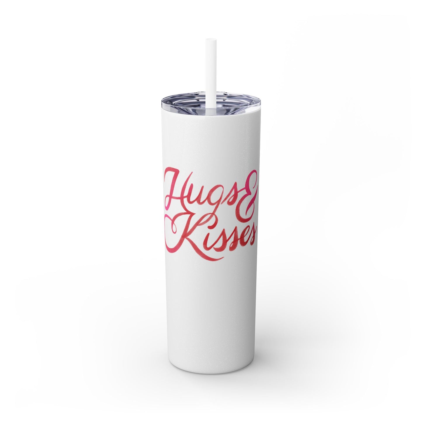 Hugs & Kisses Skinny Tumbler with Straw - 20oz Love Drinkware