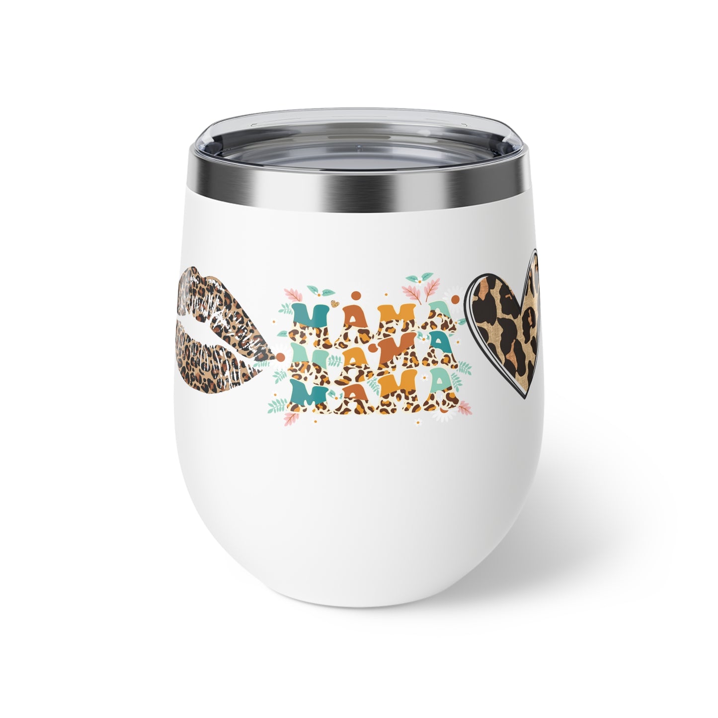 Mama Leopard Copper Insulated Cup - 12oz Wine Tumbler for Moms