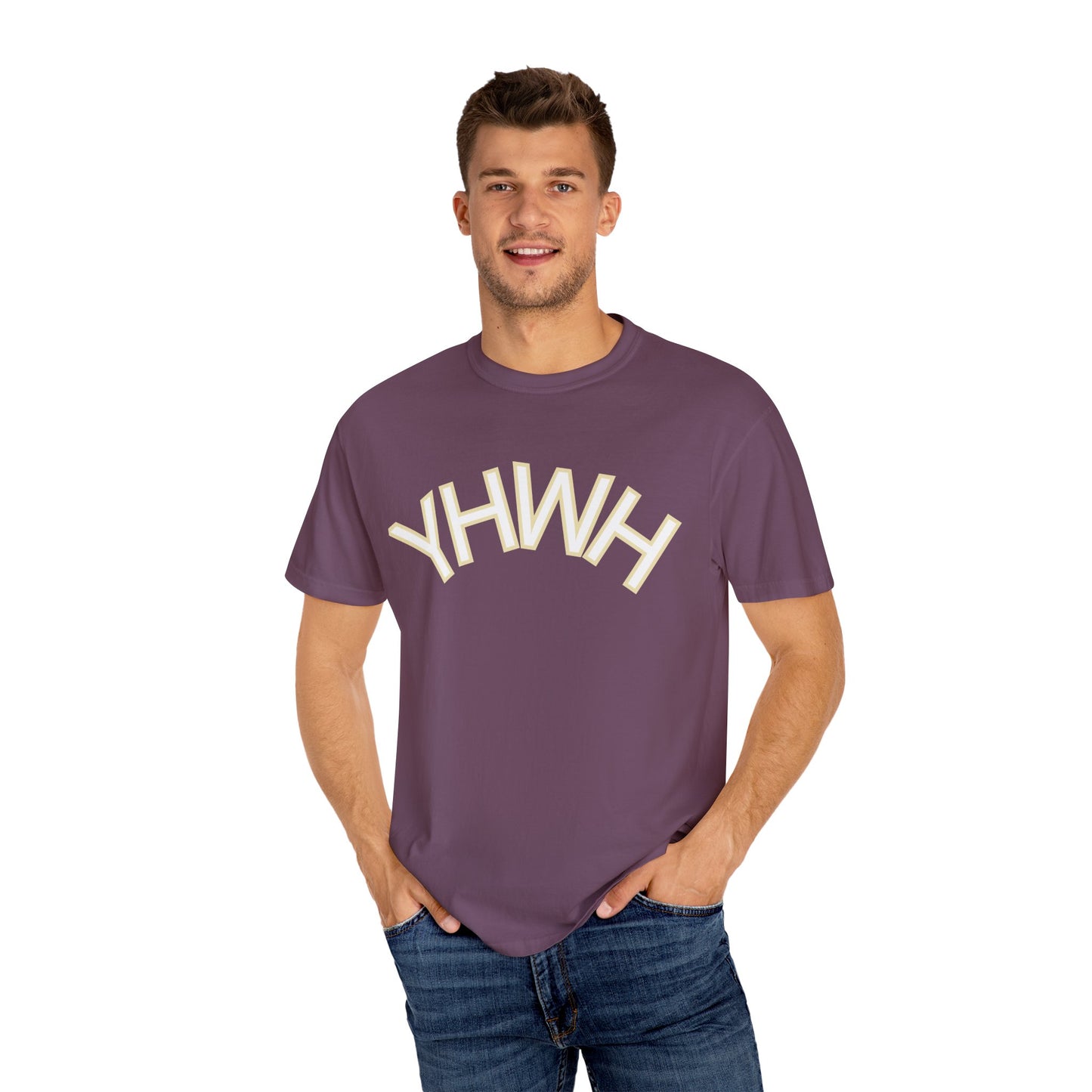 Unisex Garment-Dyed T-Shirt with YHWH Design - Casual Spiritual Fashion