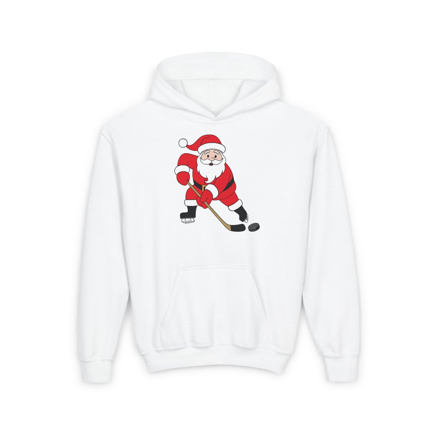 Santa Hockey Youth Hooded Sweatshirt - Perfect for Christmas and Winter Fun