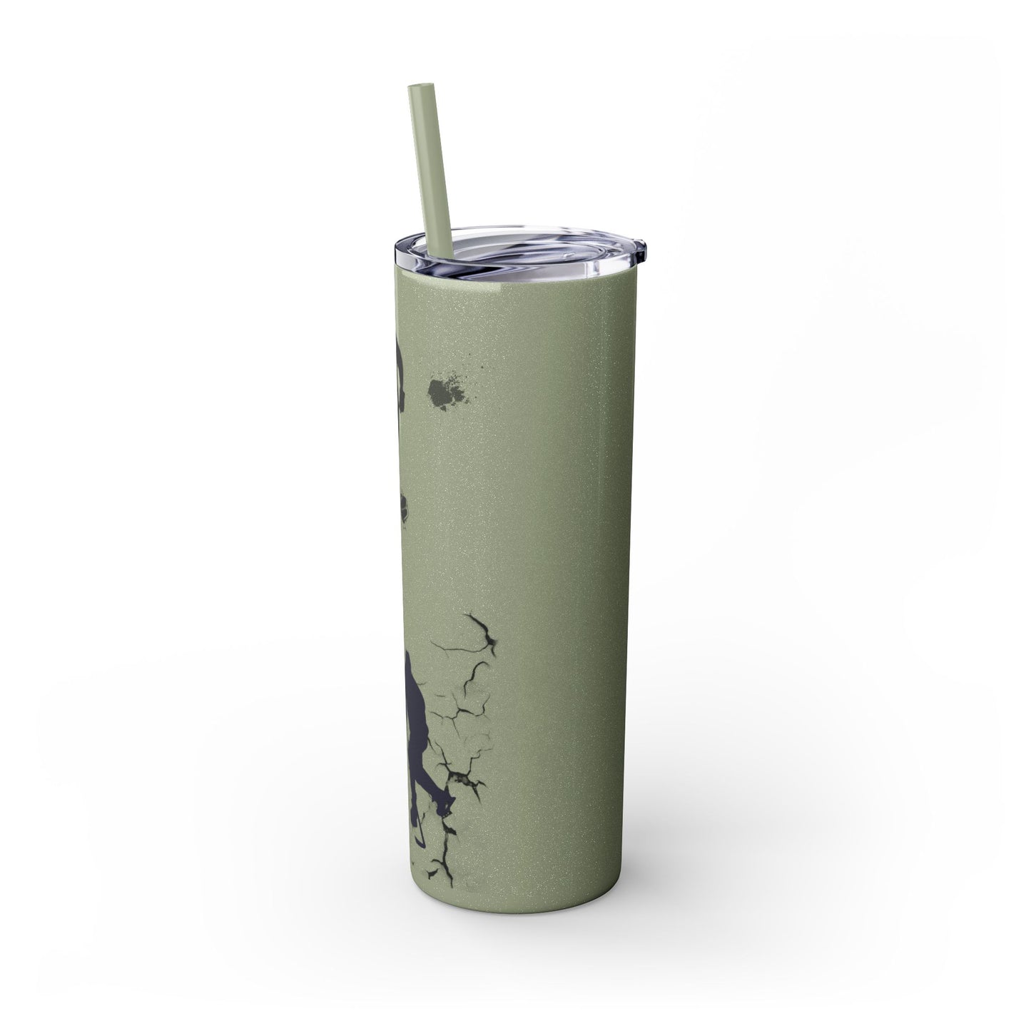 Crackled Hockey Action Skinny Tumbler with Straw - 20oz