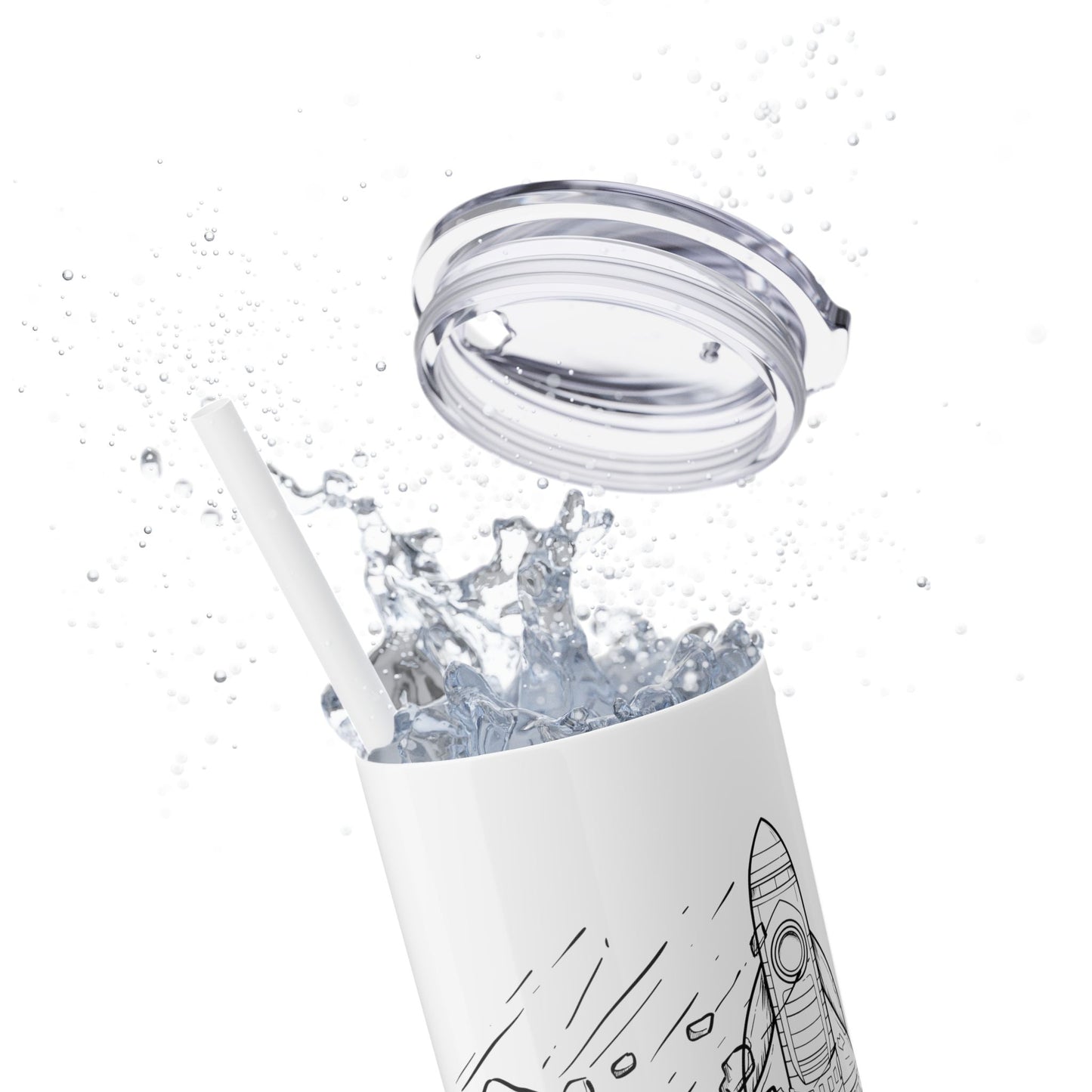 Astro Adventure Skinny Tumbler with Straw – 20oz Space Themed Drinkware