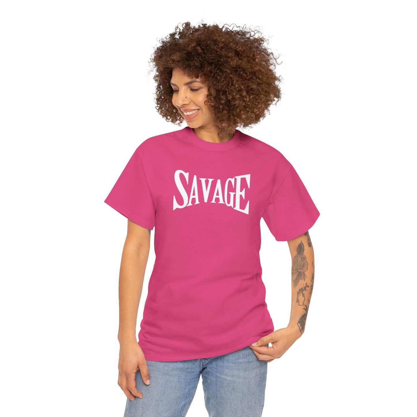 Savage Unisex Heavy Cotton Tee - Bold Graphic Tee for Statement Style