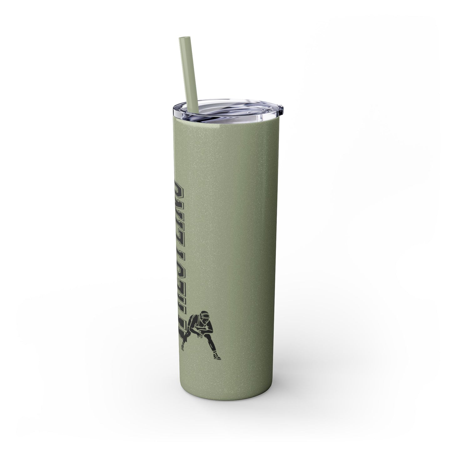 Wrestling Skinny Tumbler with Straw - 20oz Water Bottle for Sports Fans