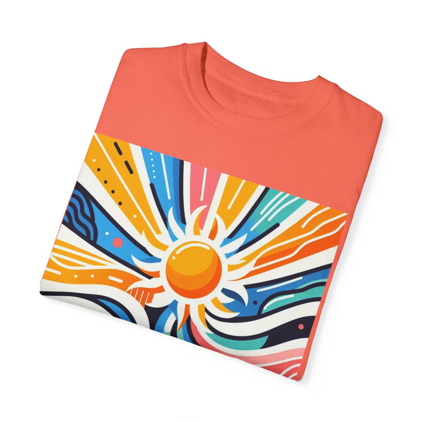 Sunrise Vibes Unisex Garment-Dyed T-Shirt - Colorful Abstract Design