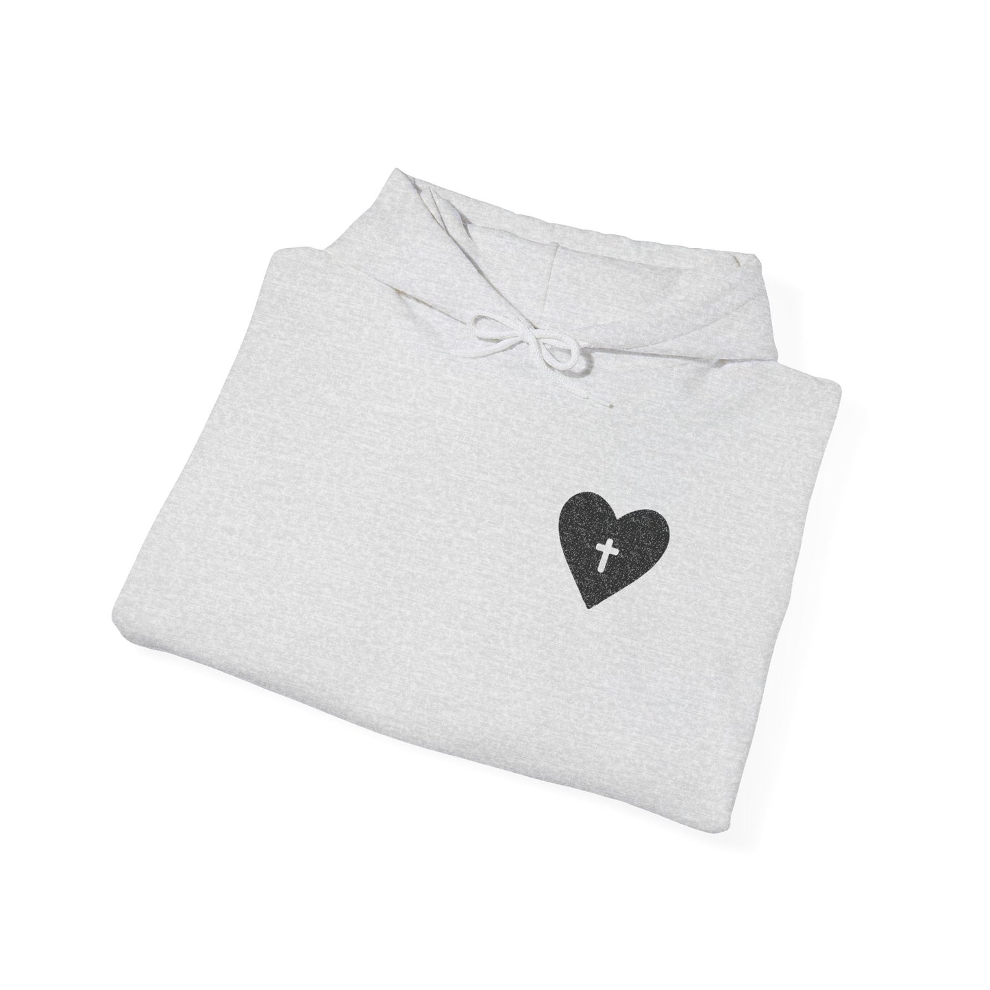 Faith-Inspired Unisex Hooded Sweatshirt with Heart & Prayer Design