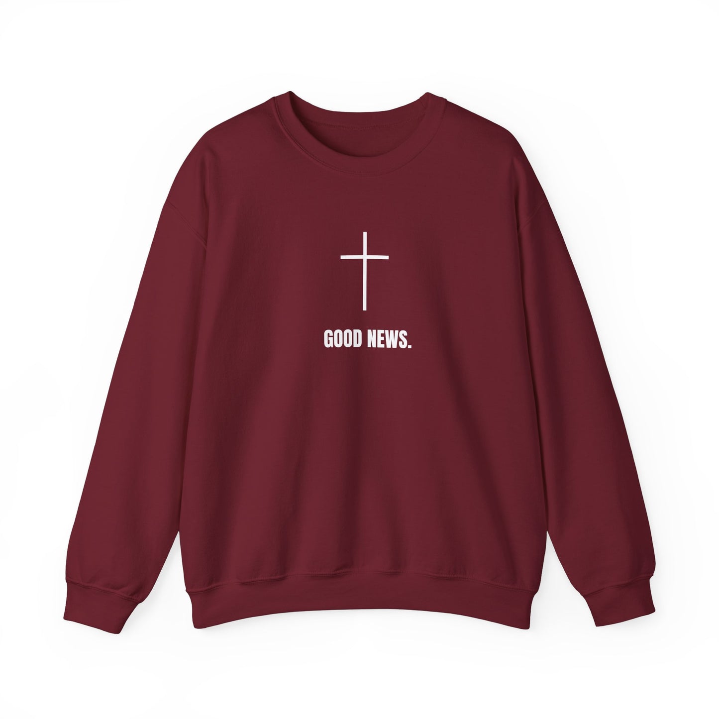 Christian Cross Sweatshirt - "Good News" Unisex Heavy Blend Crewneck