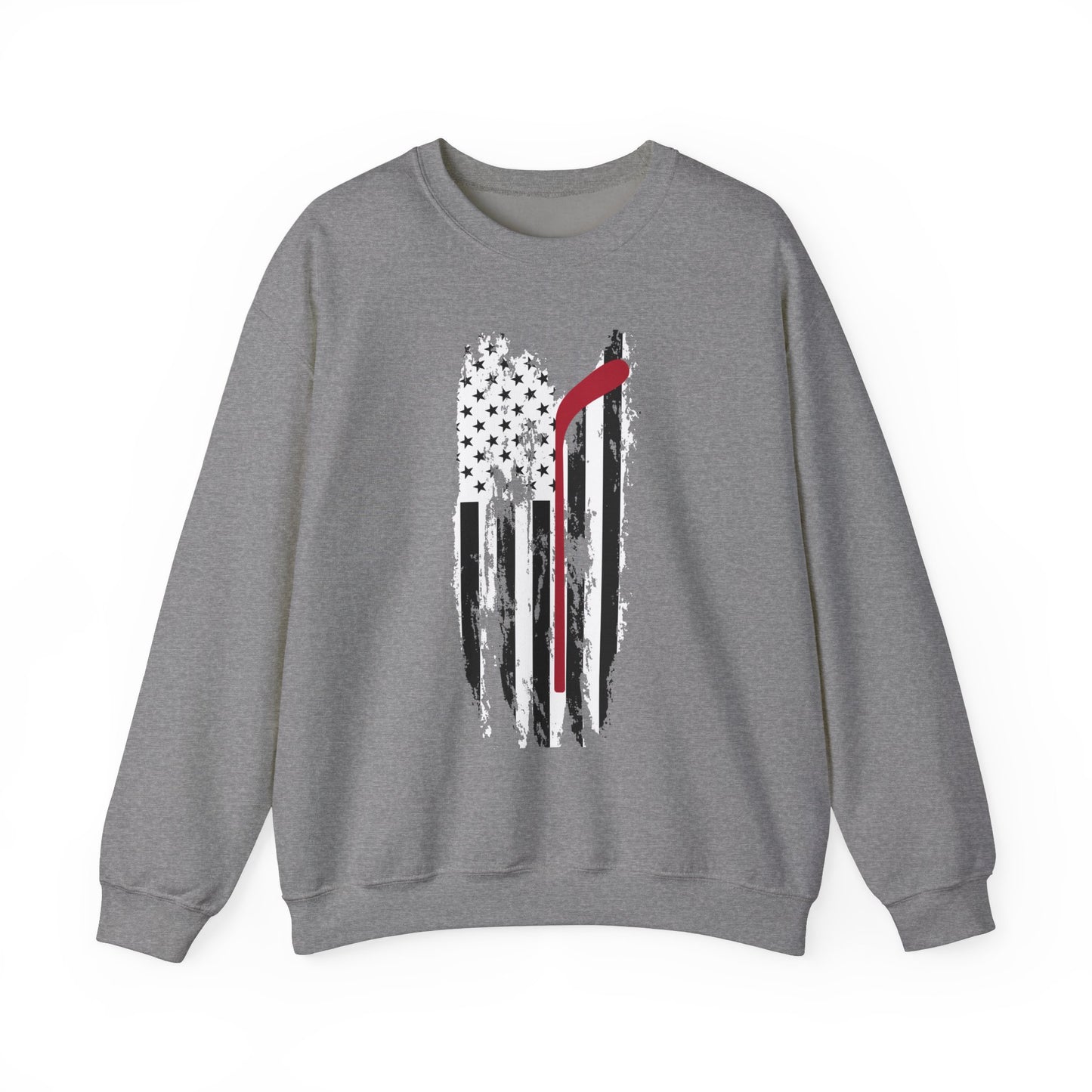 American Flag w/Hockey Stick - Unisex Heavy Blend™ Crewneck Sweatshirt