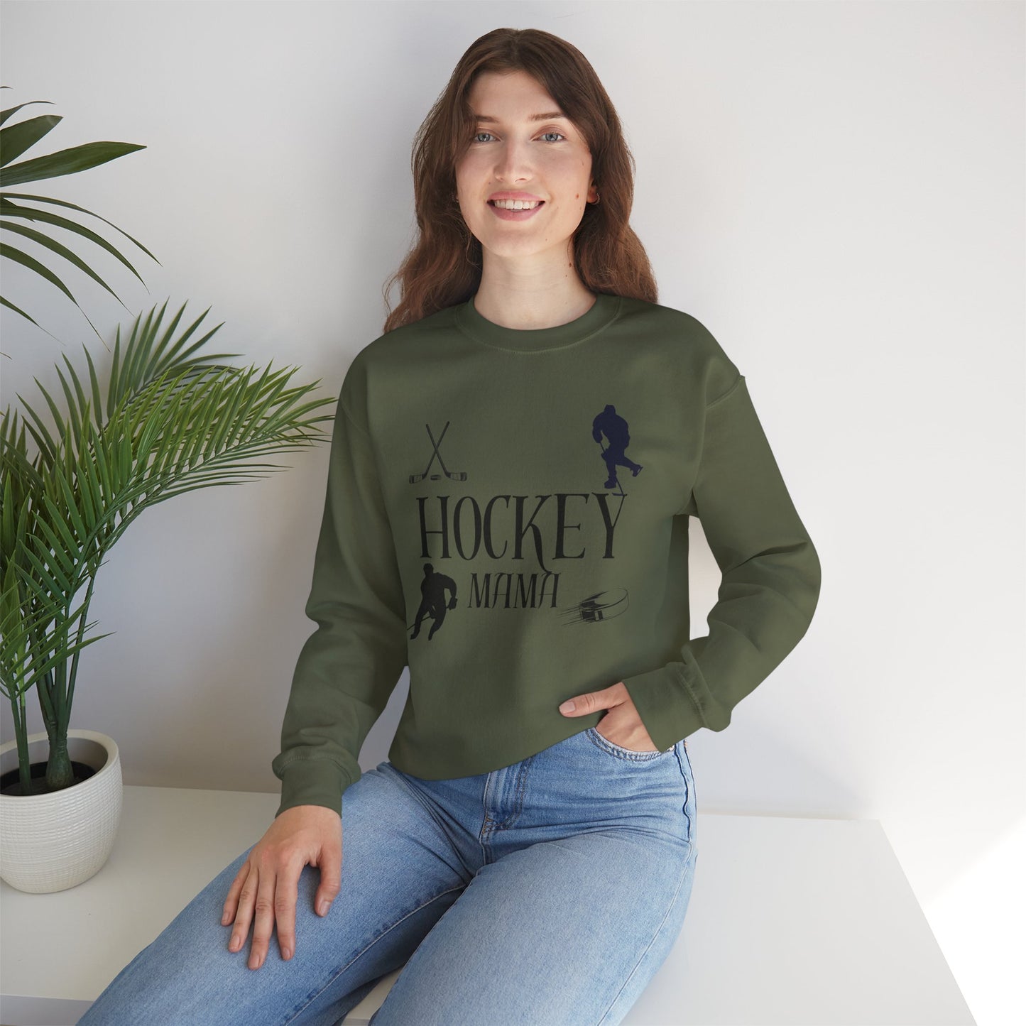 Hockey MAMA black ink - Unisex Heavy Blend™ Crewneck Sweatshirt