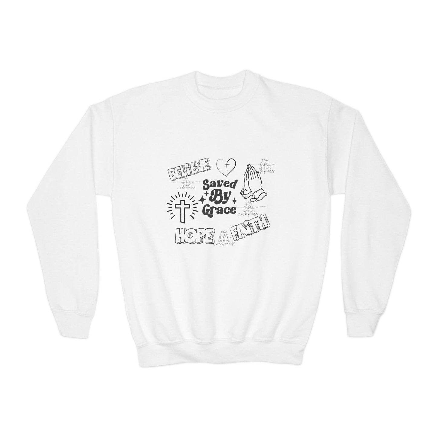 Youth Crewneck Sweatshirt - Saved By Grace Faith Design
