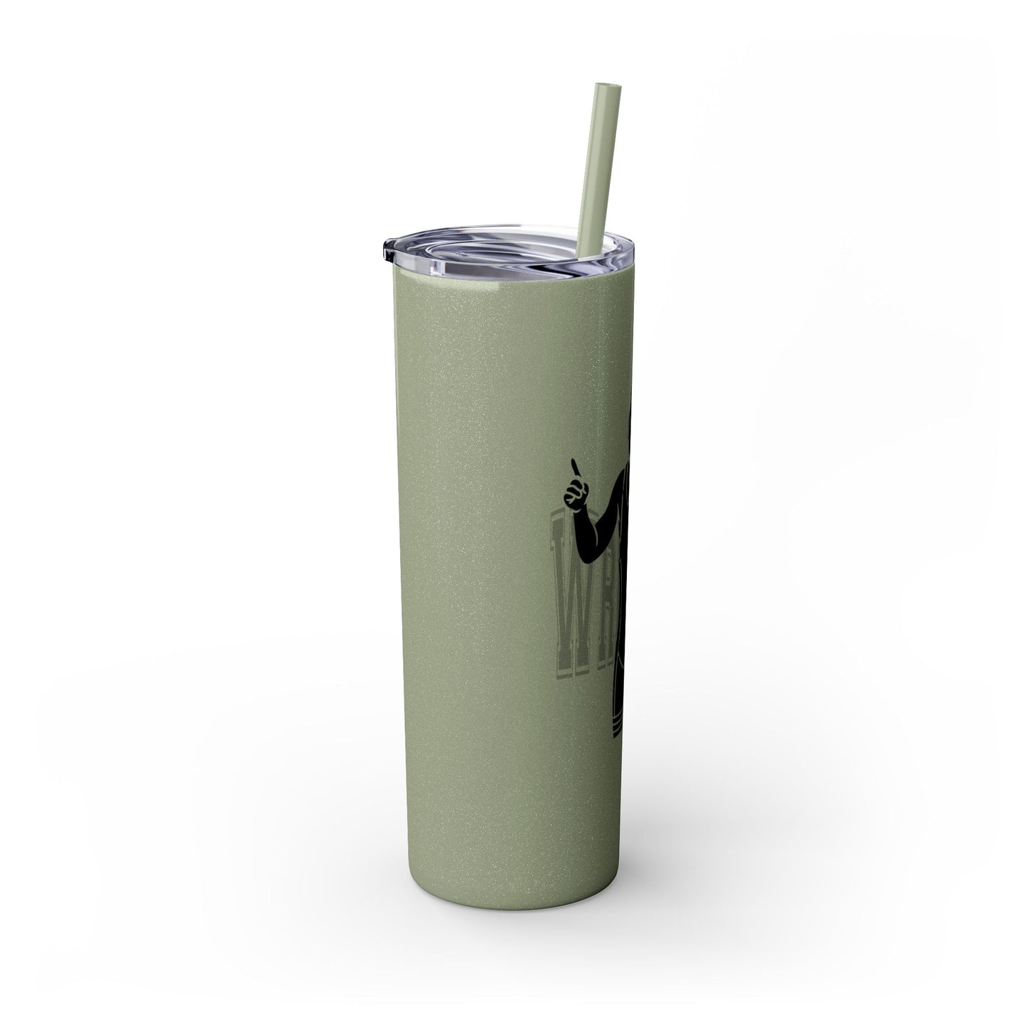 Motivational Skinny Tumbler with Straw - 20oz Wrestling Cup