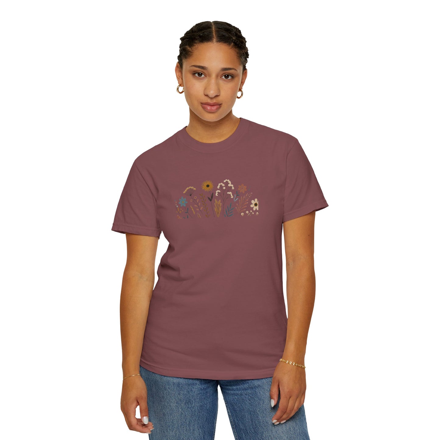 Botanical Floral Unisex T-Shirt - Garment-Dyed Nature-Inspired Tee