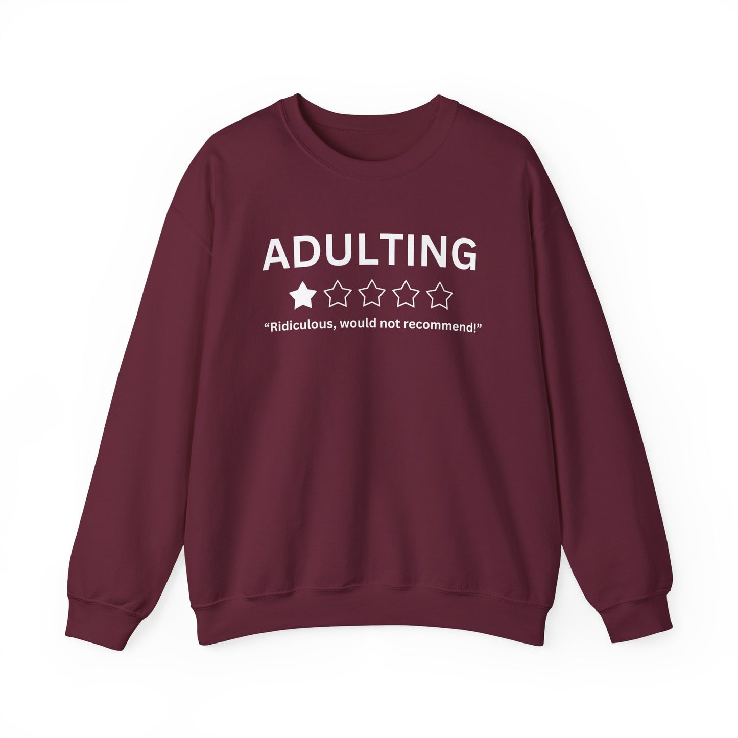 Funny Adulting Crewneck Sweatshirt - 5 Star Rating Design