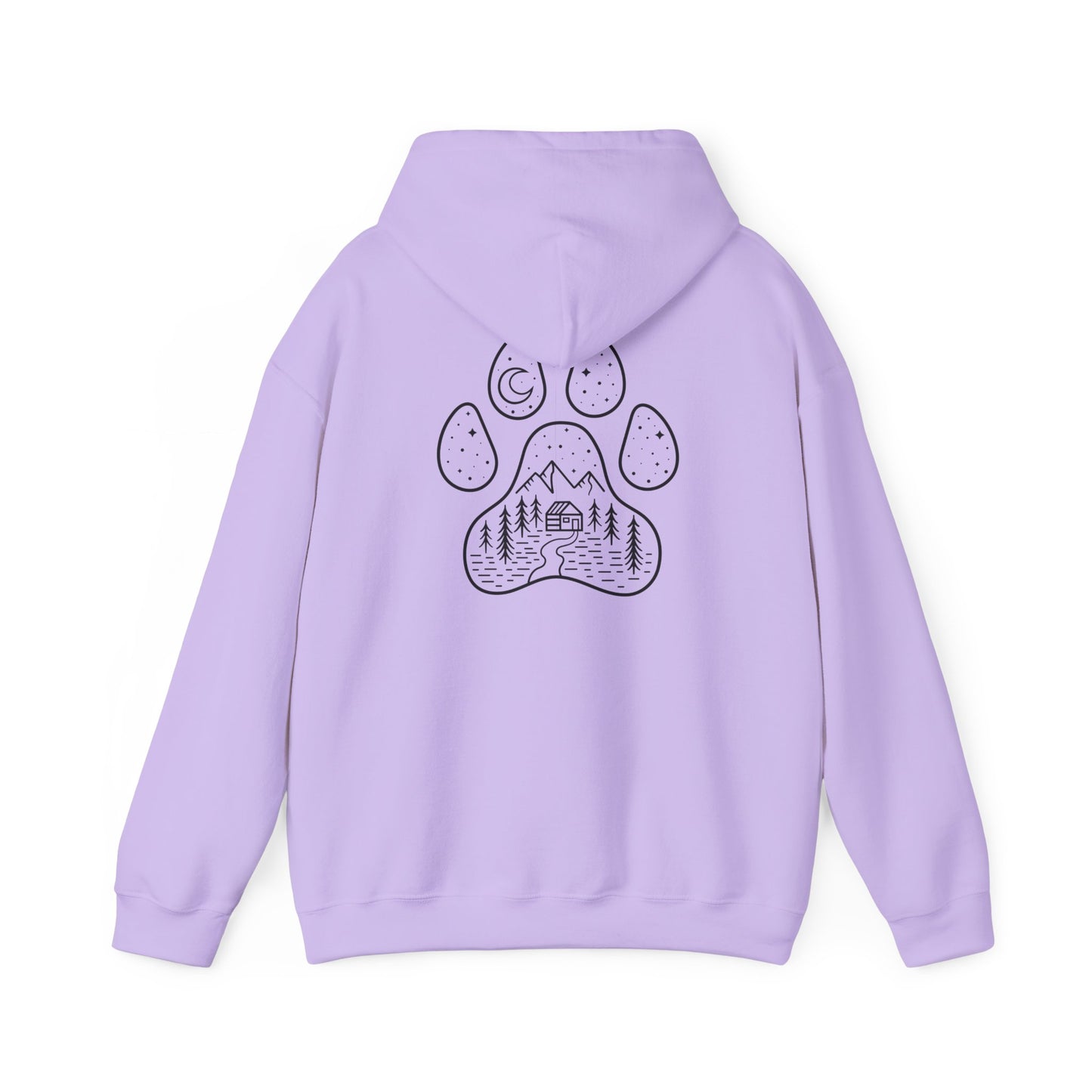 Cozy Campfire Vibes Hooded Sweatshirt with Paw Print Design