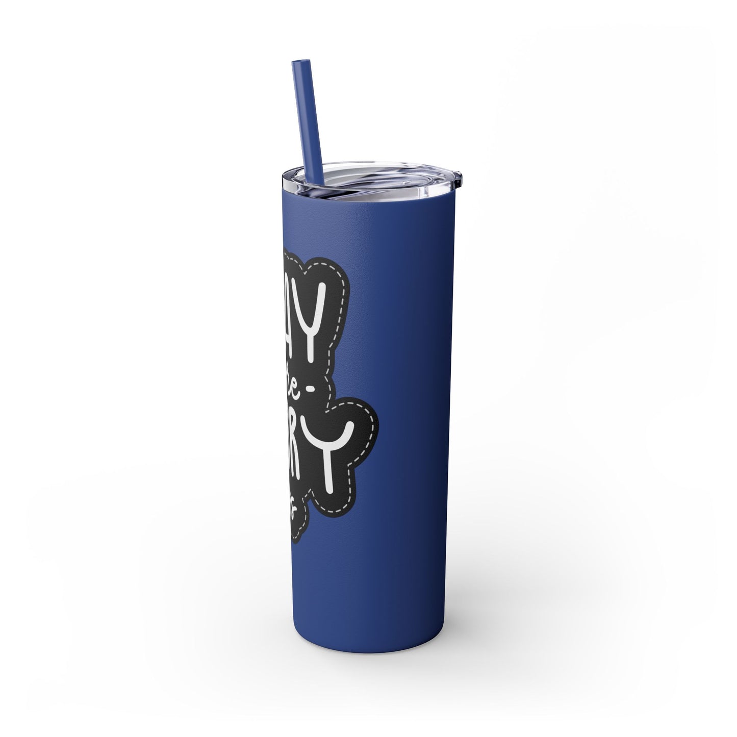 20oz Motivational Skinny Tumbler with Straw - "Pray More, Worry Less"