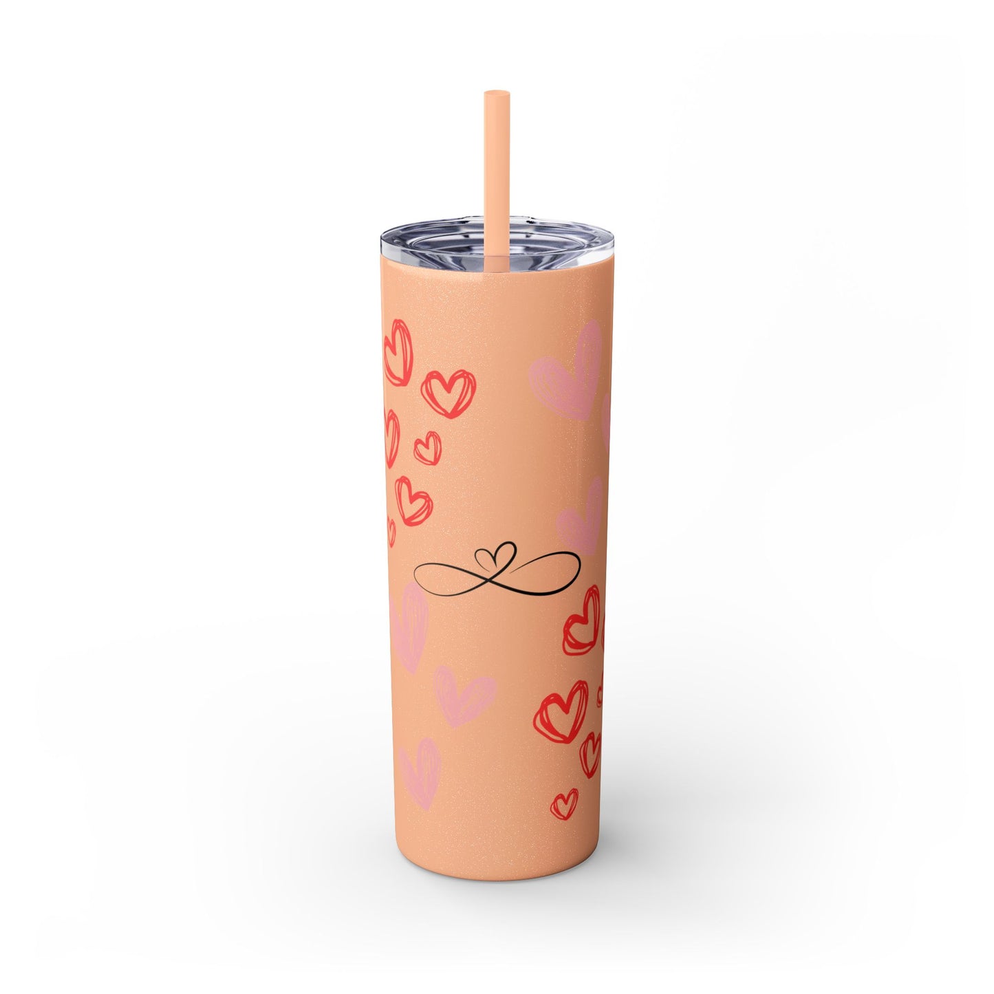 Heartfelt Love Skinny Tumbler with Straw - 20oz - Perfect Gift for Couples & Valentine's Day