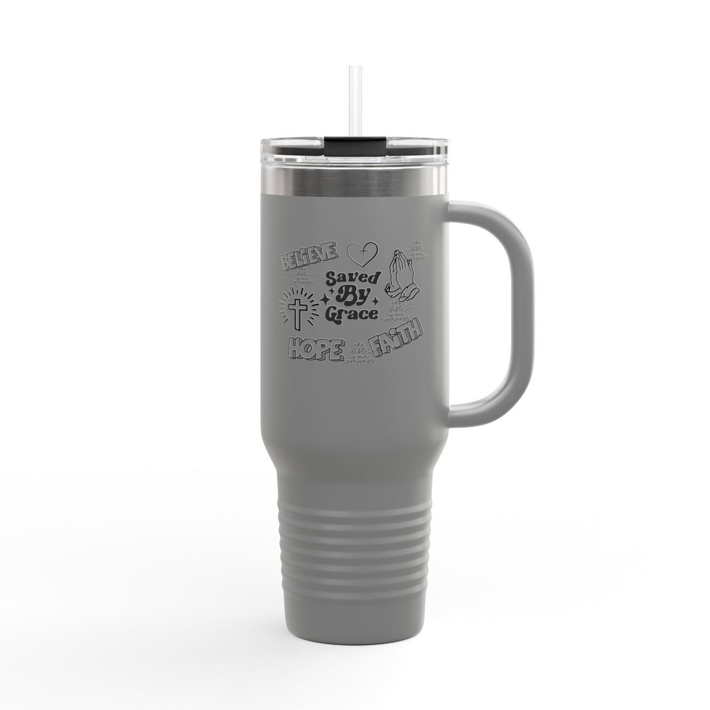 40oz Insulated Travel Mug - Saved By Grace Inspirational Design