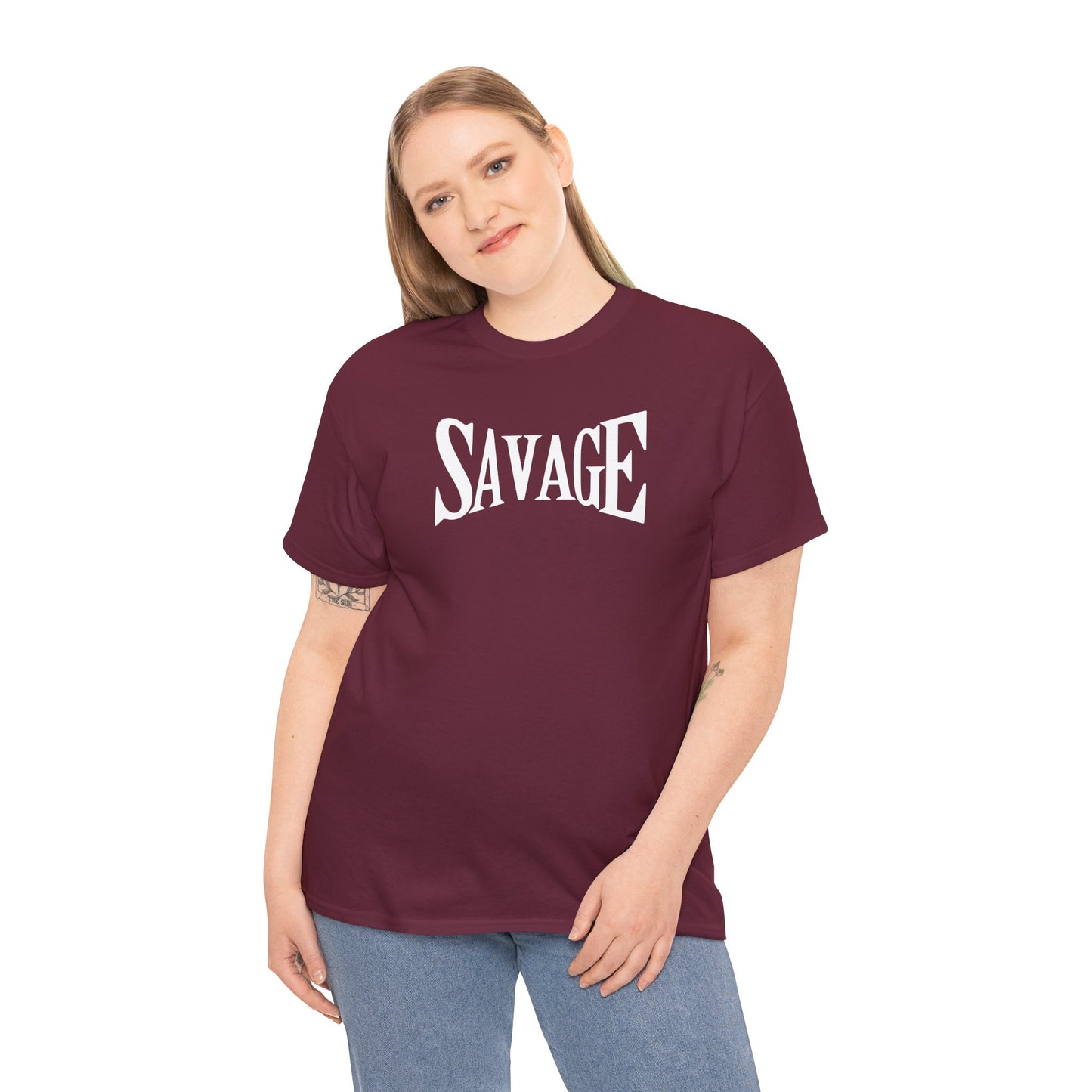 Savage Unisex Heavy Cotton Tee - Bold Graphic Tee for Statement Style