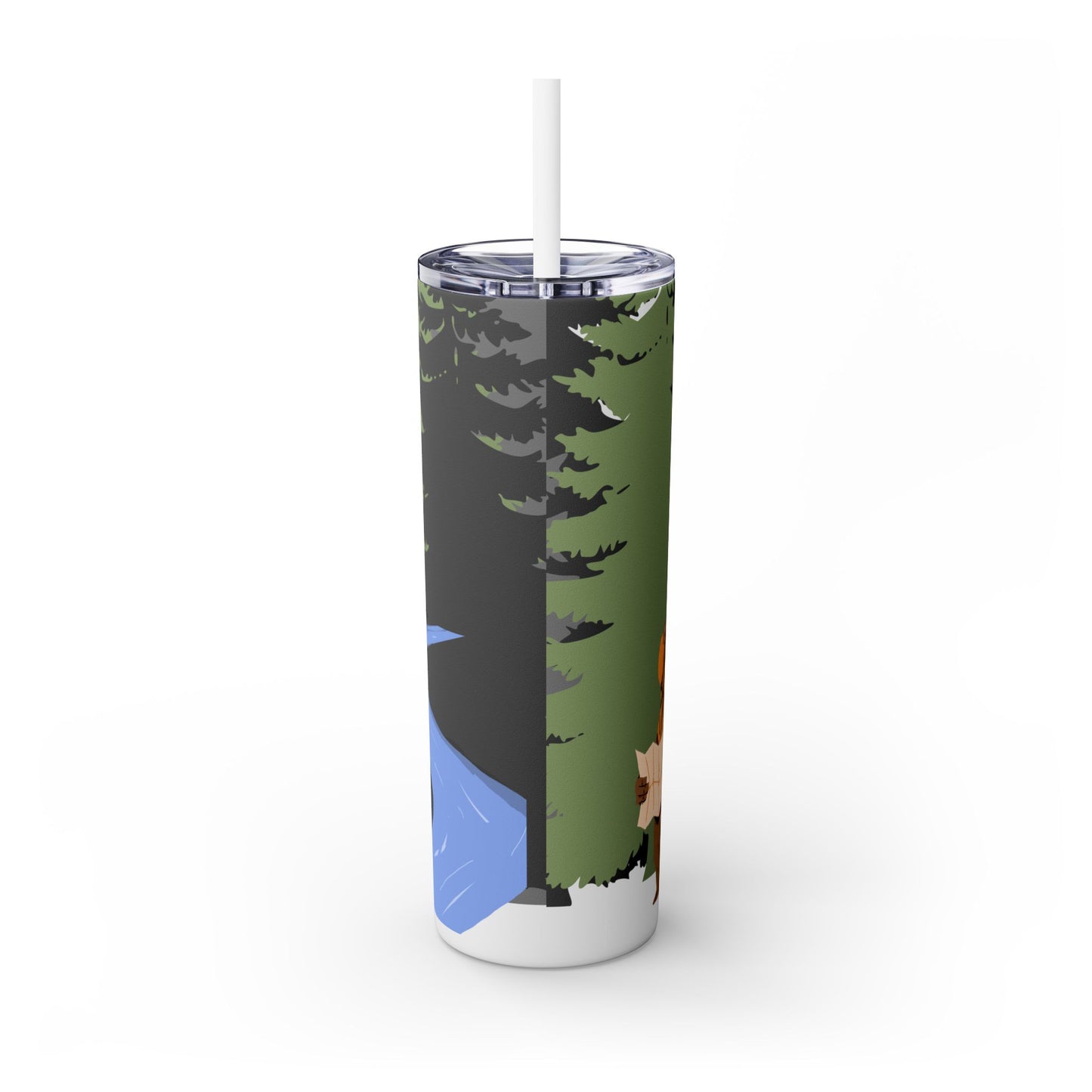 Adventurous Bear Skinny Tumbler with Straw - 20oz Outdoor Travel Mug