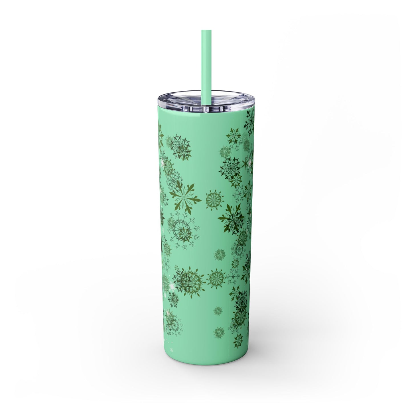 Holiday Botanical Skinny Tumbler with Straw - 20oz - Perfect for Christmas & Winter Celebrations