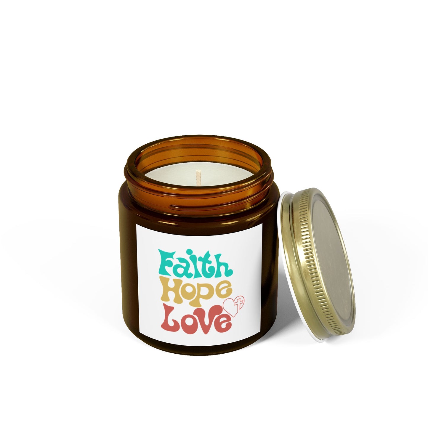 Faith Hope Love Scented Candle - Coconut Apricot Wax (4oz, 9oz)