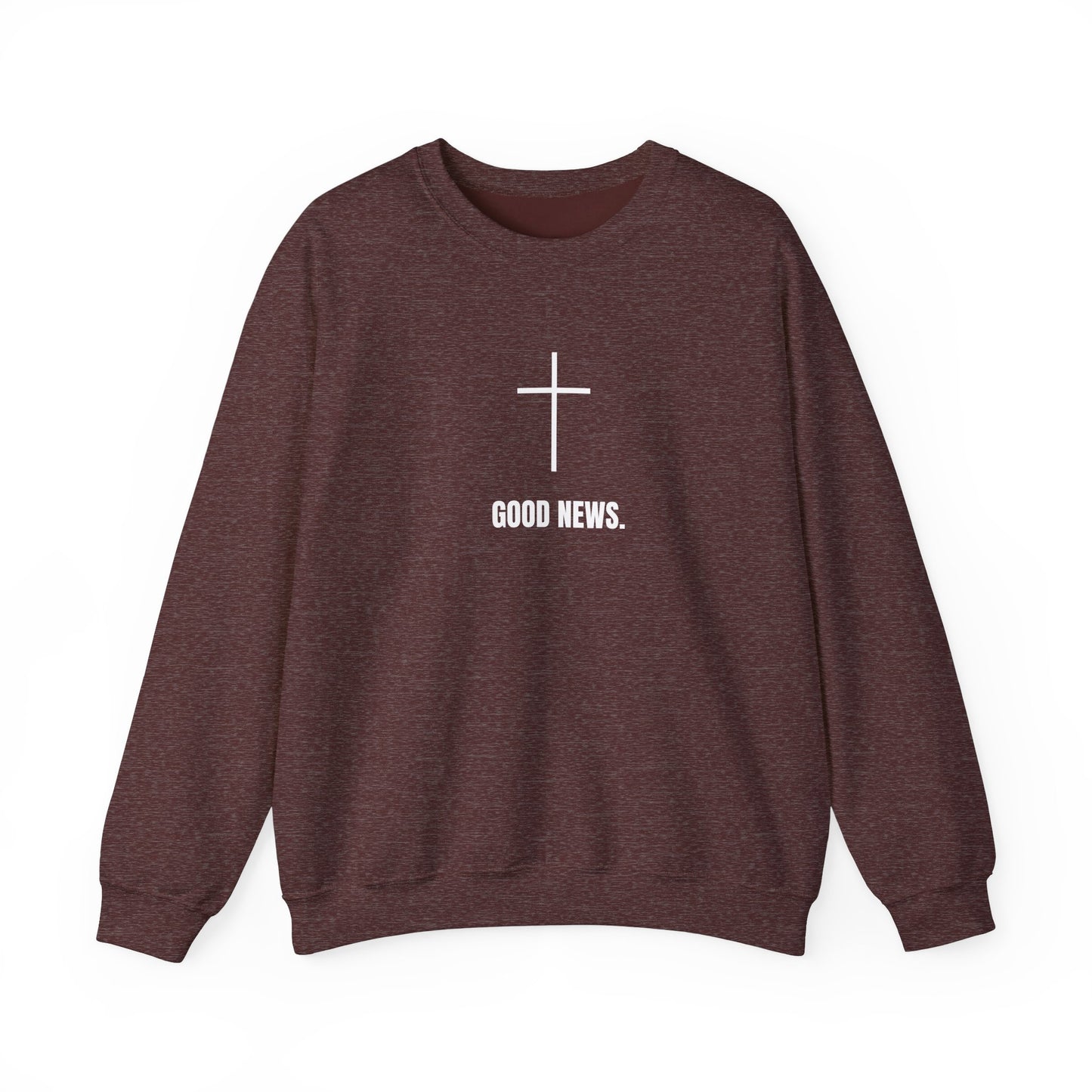 Christian Cross Sweatshirt - "Good News" Unisex Heavy Blend Crewneck