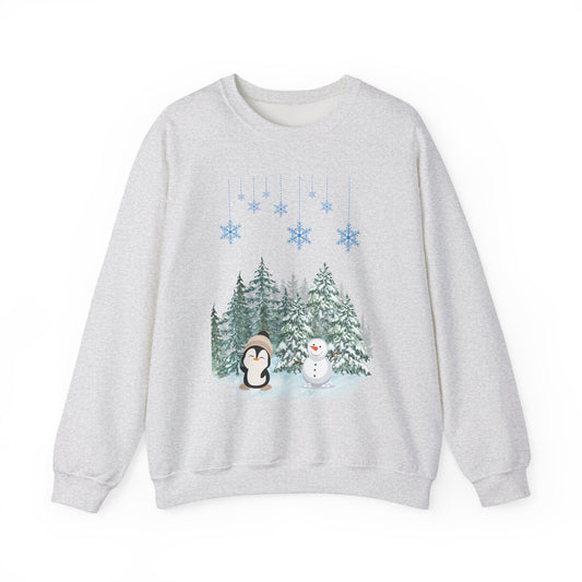 Winter Wonderland Penguin & Snowman Crewneck Sweatshirt