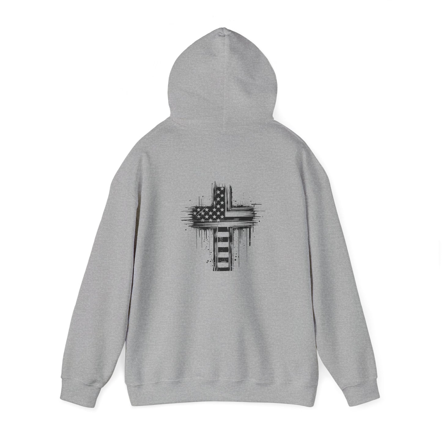 Faith-Inspired Unisex Hooded Sweatshirt with American Flag Design