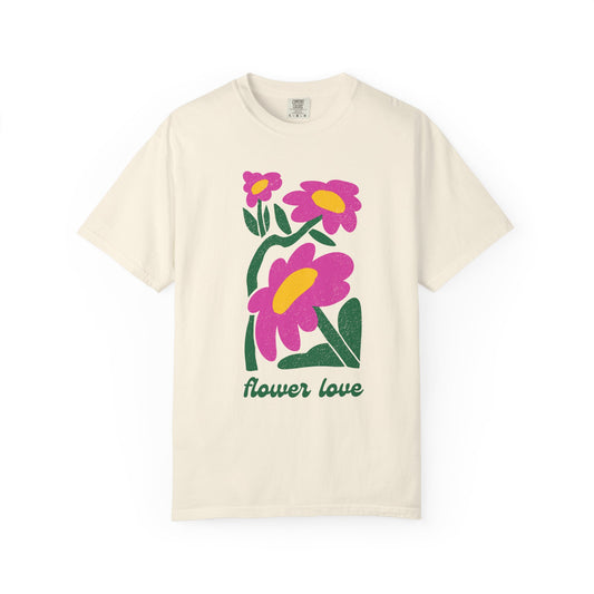 Flower Love Unisex T-Shirt, Vintage Floral Tee, Gift for Garden Lovers, Boho Style Shirt, Perfect for Spring Celebrations