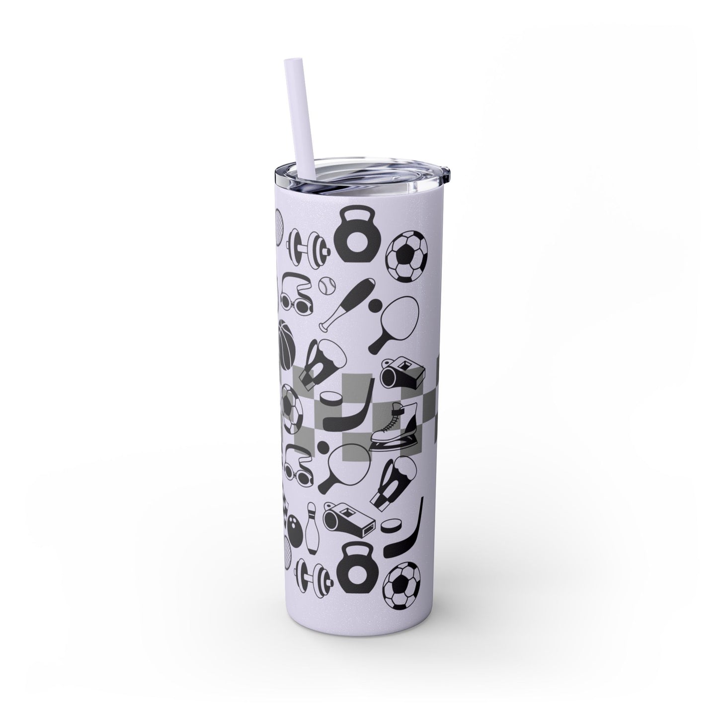 Sports-Themed Skinny Tumbler with Straw - 20oz - Perfect for Athletes and Active Lifestyles