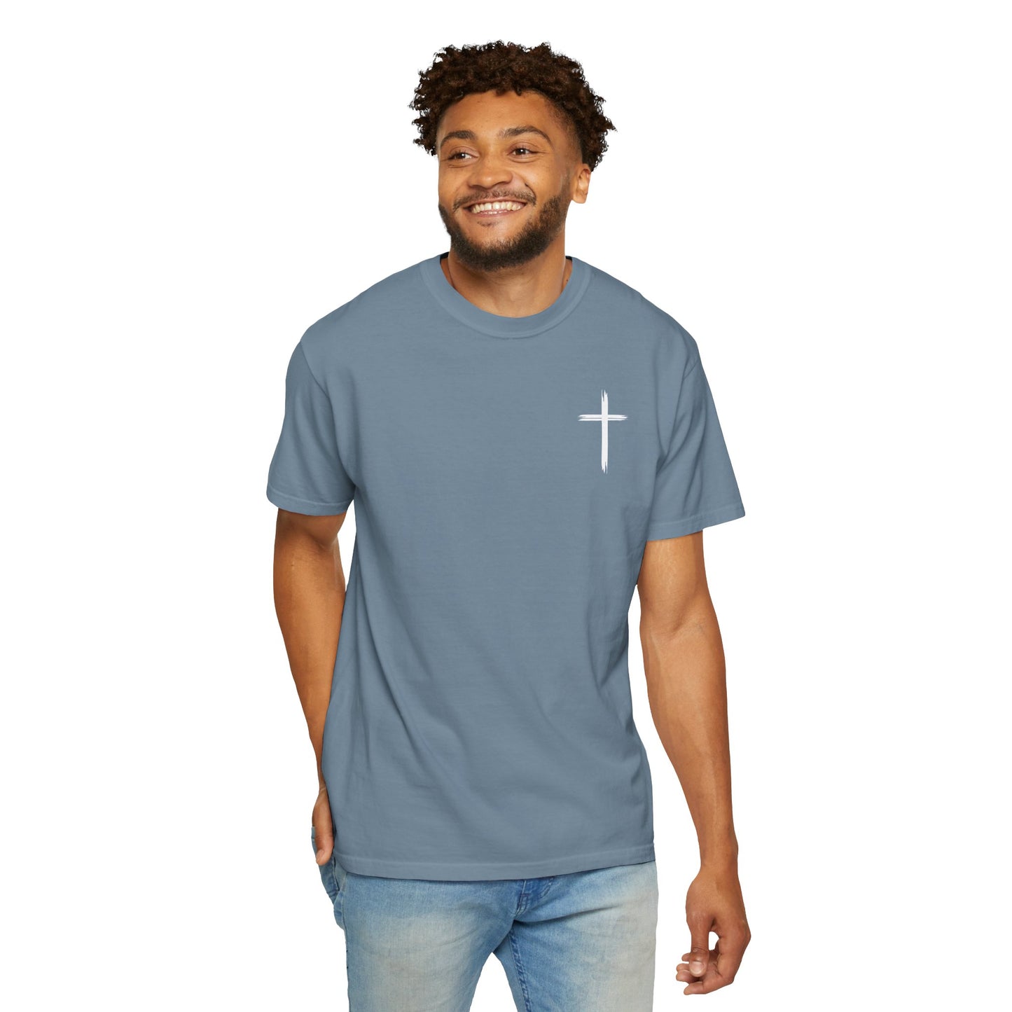 Unisex Garment-Dyed T-Shirt with Minimalist Cross Design