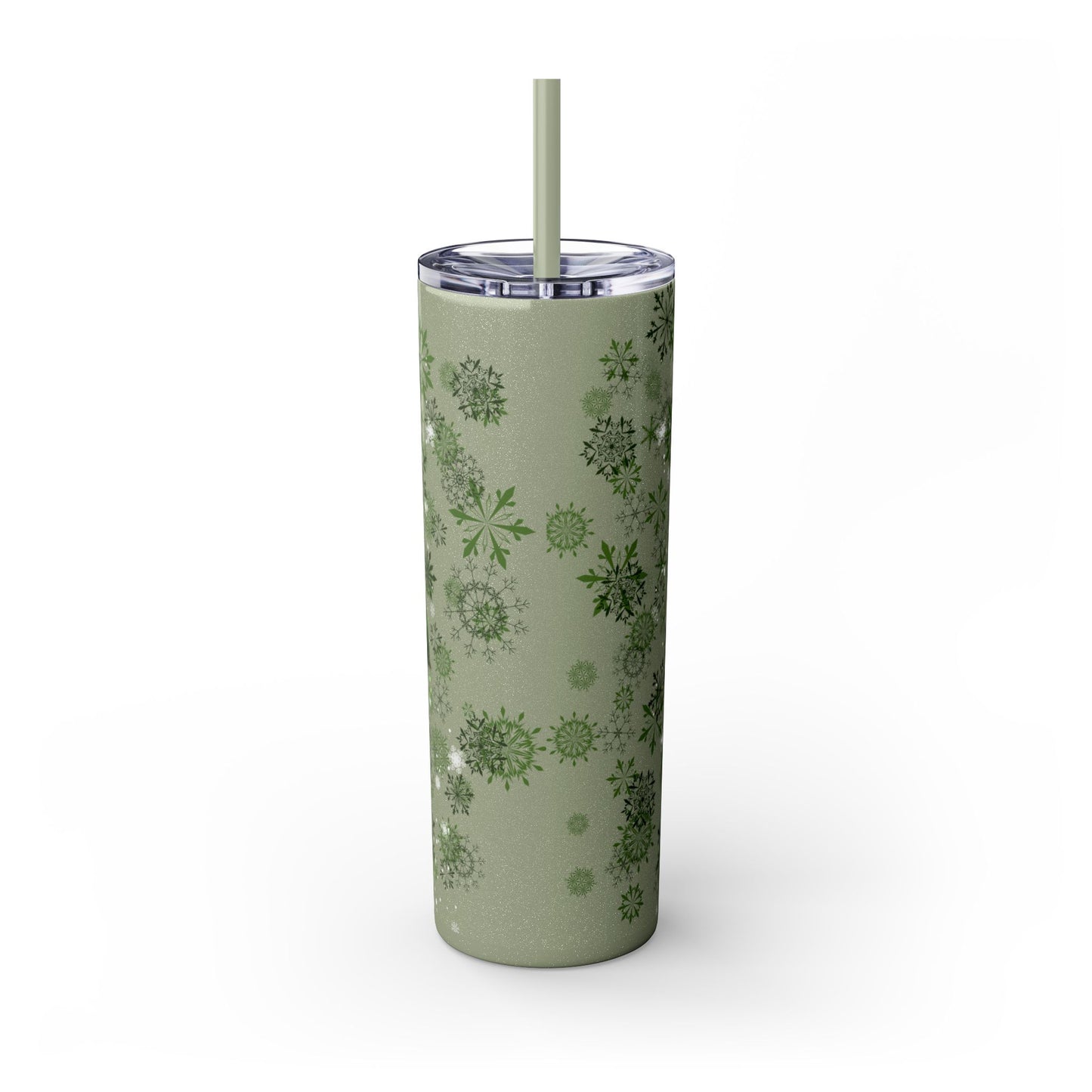 Holiday Botanical Skinny Tumbler with Straw - 20oz - Perfect for Christmas & Winter Celebrations