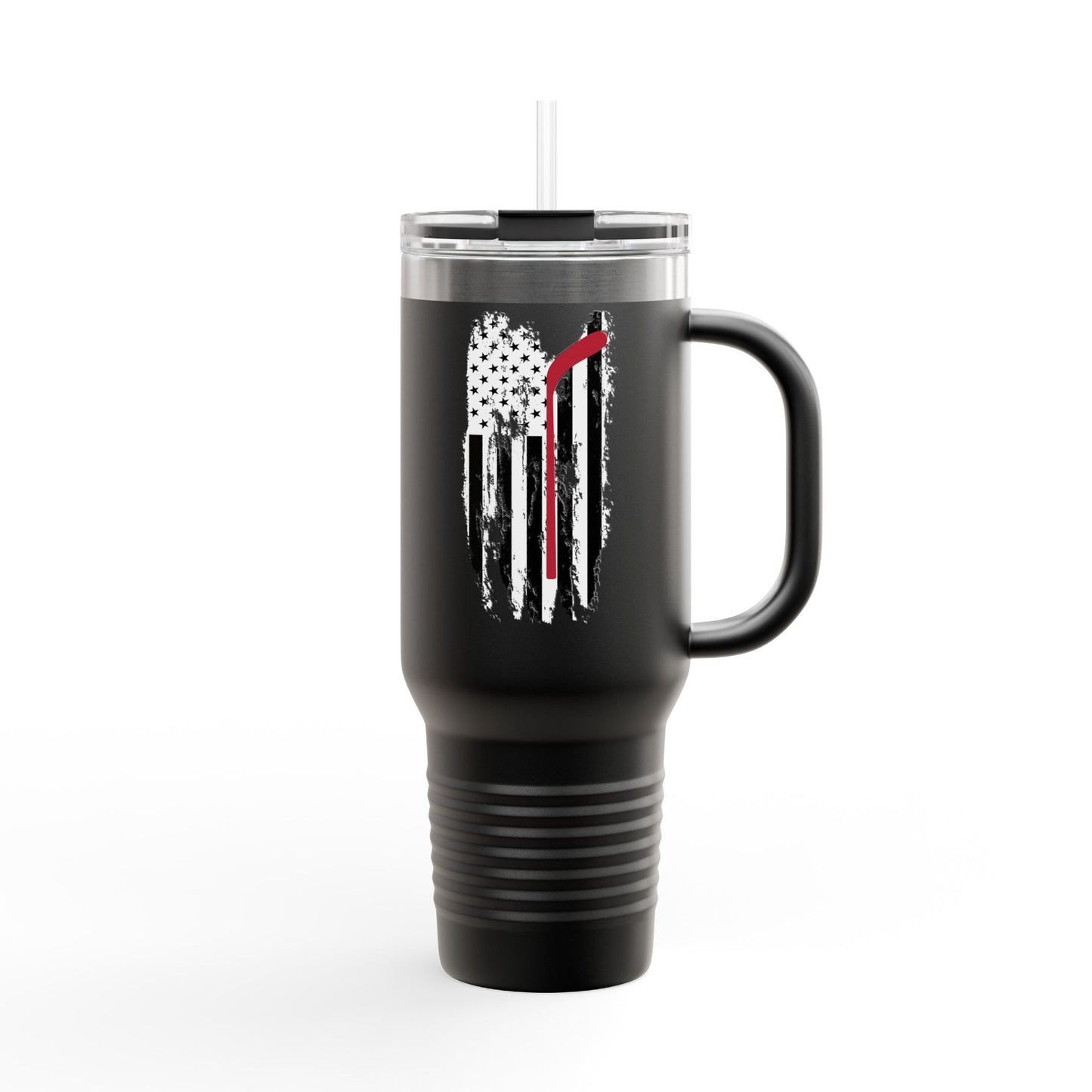 Hockey Patriotic Insulated Travel Mug - 40oz with Unique American Flag Design